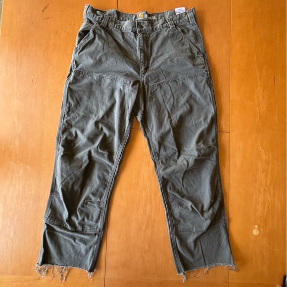 Carhartt 36 Green Relaxed Fit Double Knee Cut Off - Picture 1 of 7